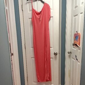 PrettyLittleThing Coral One-Shoulder Dress